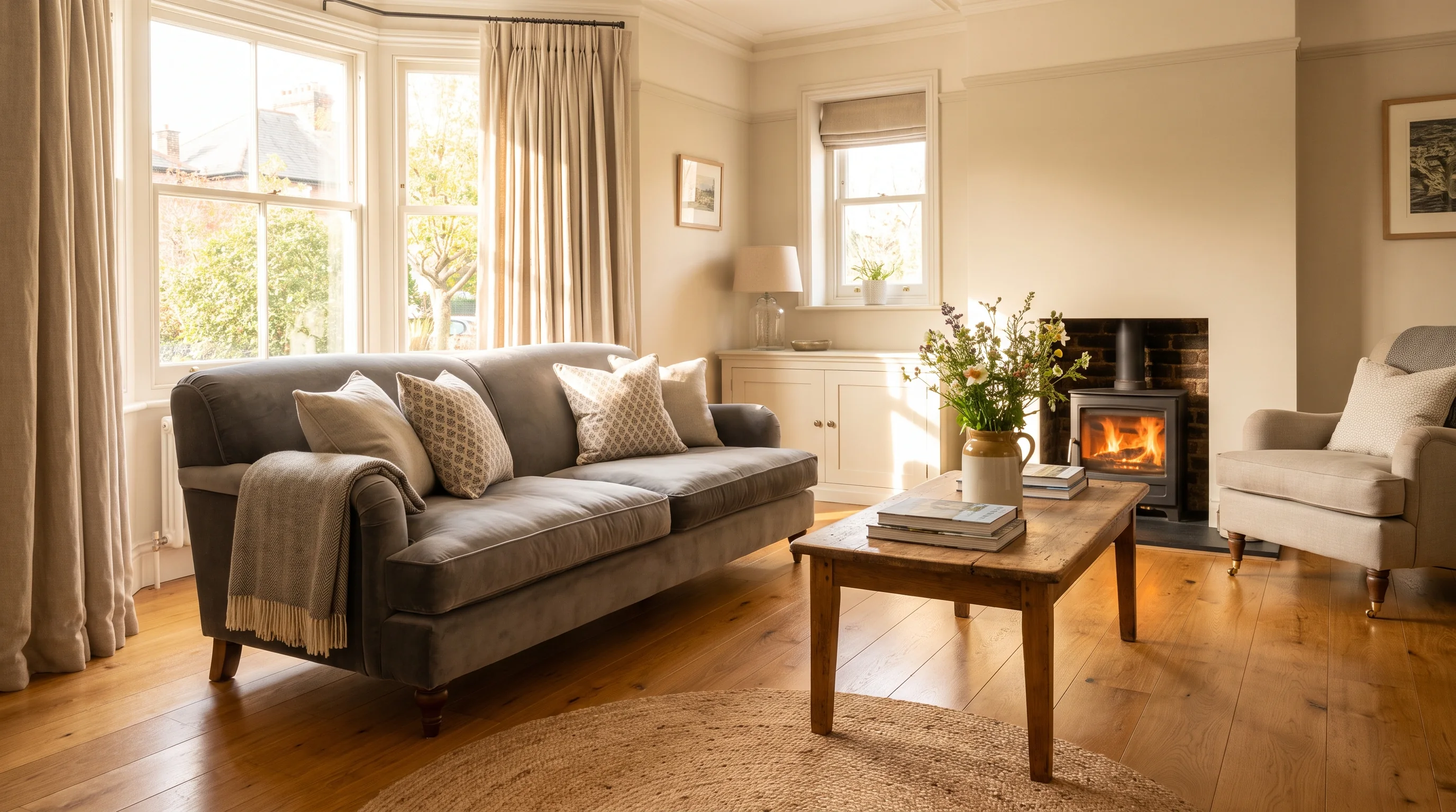 Freshly cleaned living room in a Littleover home with sunlight through the window